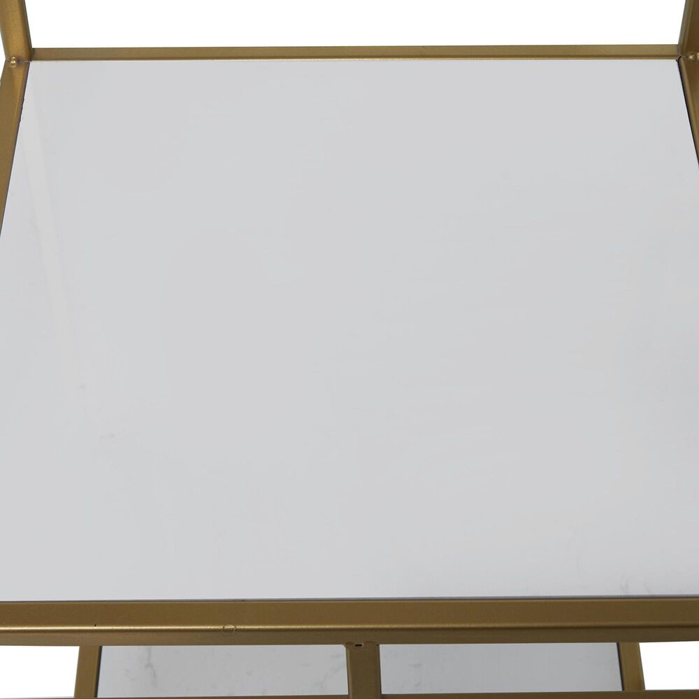 Maple and Jade 4-Shelf Cube Storage Shelving Unit in Satin Gold and White Marble, , large
