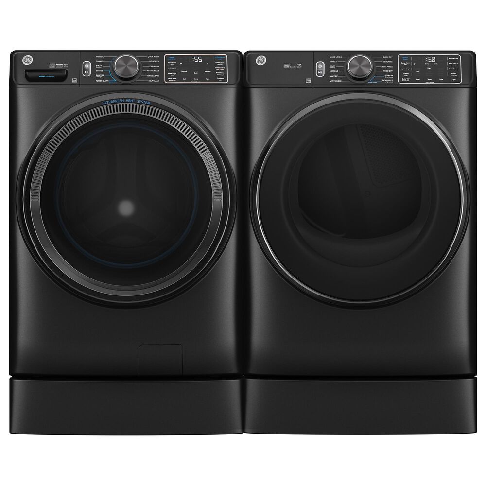 GE Appliances 5 Cu. Ft. Front Load Washer and 7.8 Cu. Ft. Gas Dryer Laundry Pair with 7" Riser in Carbon Graphite, , large