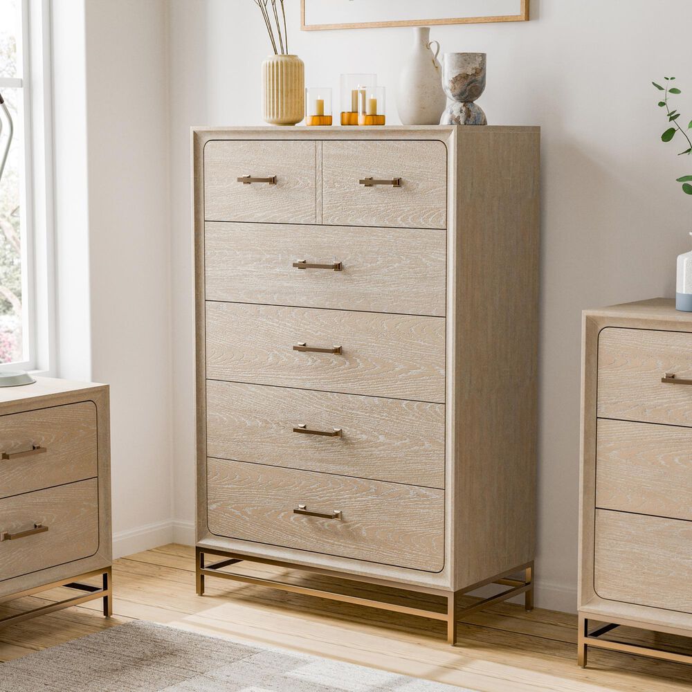 Furniture of America Sandnes 5-Drawer Chest in Light Oak, , large