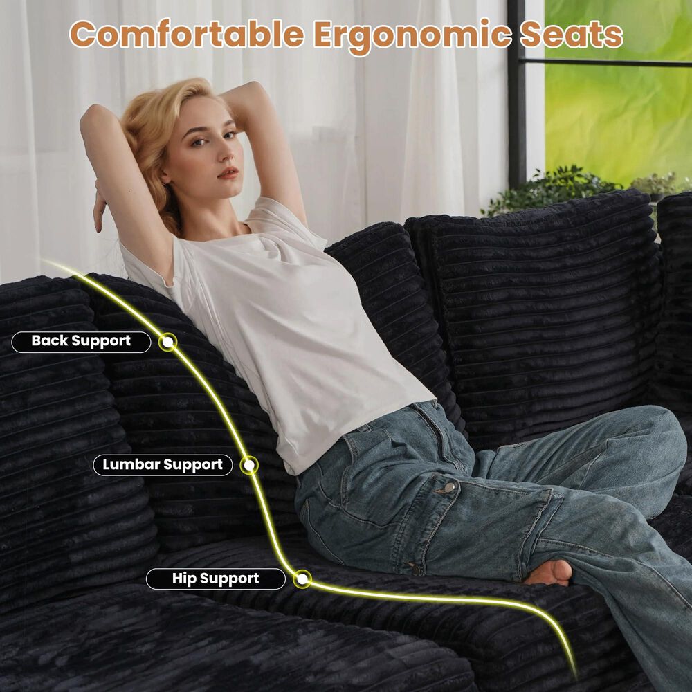 Noviland HOMLUX 5-Piece Oversize Mod Sectional in Black, , large