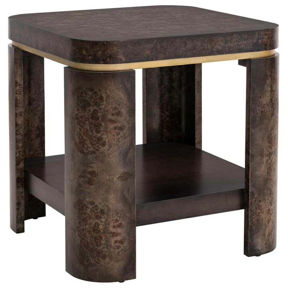 Bassett Mirror Company Langford End Table in Rich Ebonized and Gold, , large