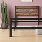 Hearth and Haven Twin Platform Bed with Slat Wood Headboard in Black and Rustic Brown, , large