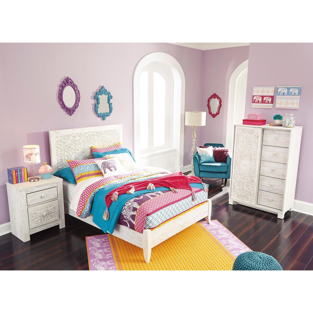 Ashley Paxberry 2 Drawer Nightstand in White Wash, , large