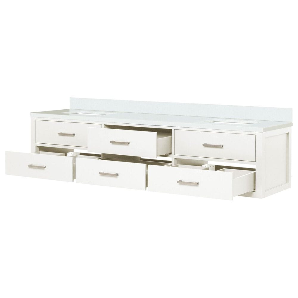 Lexora Home Castor 80&quot; Double Bathroom Vanity in White with 2 cm White Quartz Top and Rectangular Sinks, , large