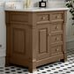 James Martin Vanities Brookfield 36" Single Bathroom Vanity in Pecan with Single Hole 3 cm White Zeus Quartz Top and Rectangular Sink, , large