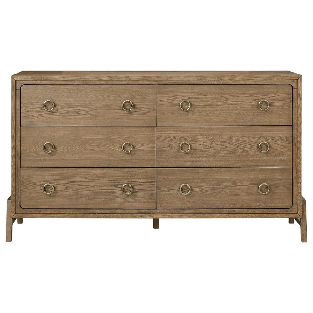 Sterling Timber Elure King Upholstered Panel Bed with Dresser and 2 Nightstands in Latte, , large