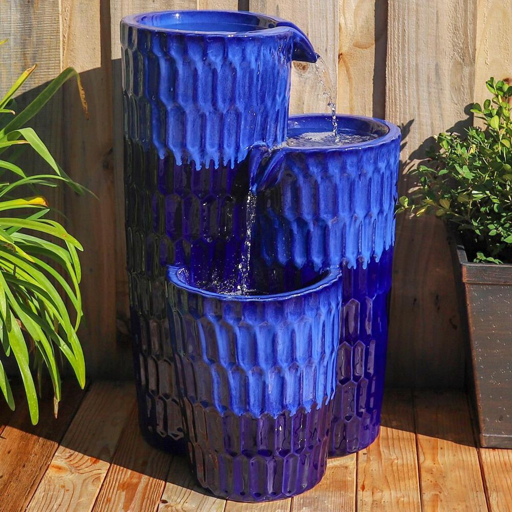 Kenroy Nueva Floor Fountain in Cobalt, , large