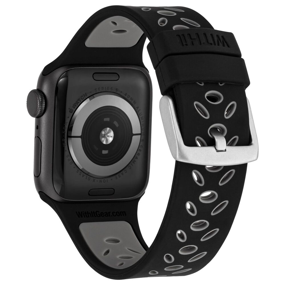 WITHit Silicone Sport Band for 42/44/45mm Apple Watch Series 1-7 in Black and Gray, , large