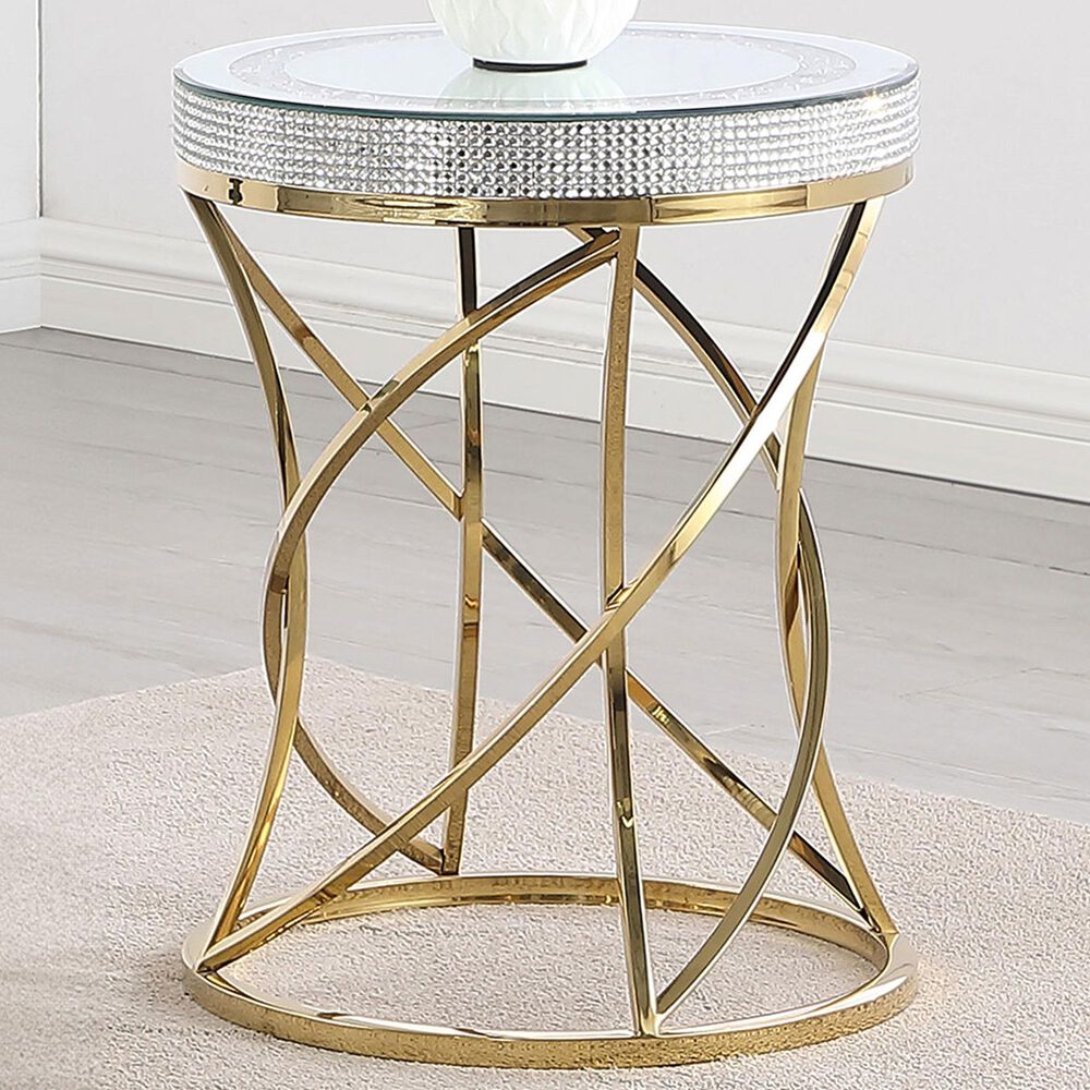 Pacific Landing Elise Round End Table in Silver and Gold, , large