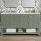James Martin Vanities Breckenridge 60" Double Bathroom Vanity in Smokey Celadon with 3 cm Ethereal Noctis Quartz Top and Rectangular Sinks, , large