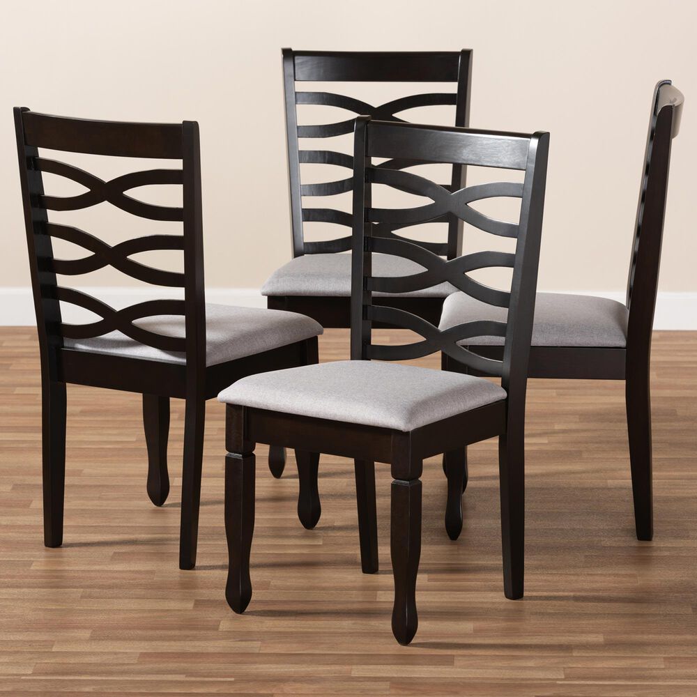 Baxton Studio Lanier Side Chair with Gray Cushion in Espresso Brown (Set of 4), , large