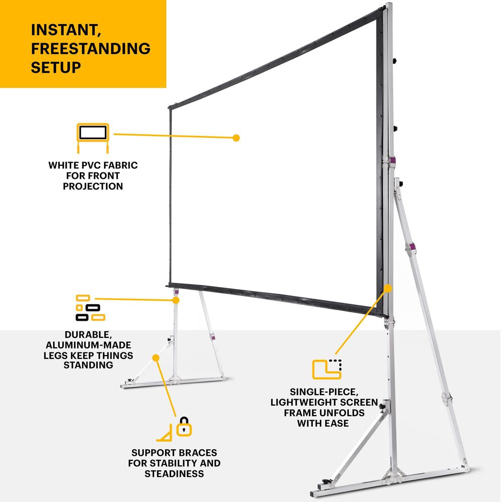Kodak 150 Projector Screen with Stand - Fast Fold Front Projection Screen with Tripod &amp; Case, , large