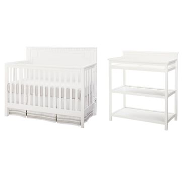 Eastern Shore Emery Crib and Changer with Shelf Pad in White, , large