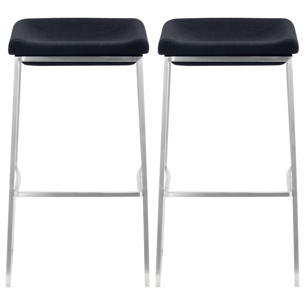 Zuo Modern Lids Barstool in Dark Gray and Silver &#40;Set of 2&#41;, , large