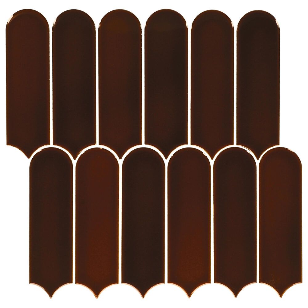 Dal-Tile Artefino Vintage Jasper 2" x 6" Fish Scale on 12" x 13" Porcelain Mosaic Sheet, , large