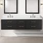 Lexora Home Castor 72" Double Bathroom Vanity in Black with 2 cm White Quartz Top and Rectangular Sinks, , large