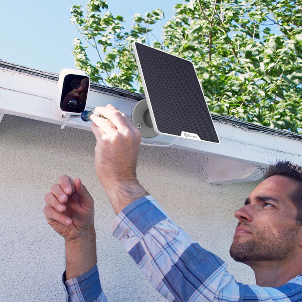 Swann CoreCam Wireless Security Camera with Solar Charging Panel in White, , large