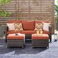 HOMLUX 3-Piece 77" Patio Sofa and Ottoman Set in Orange, , large