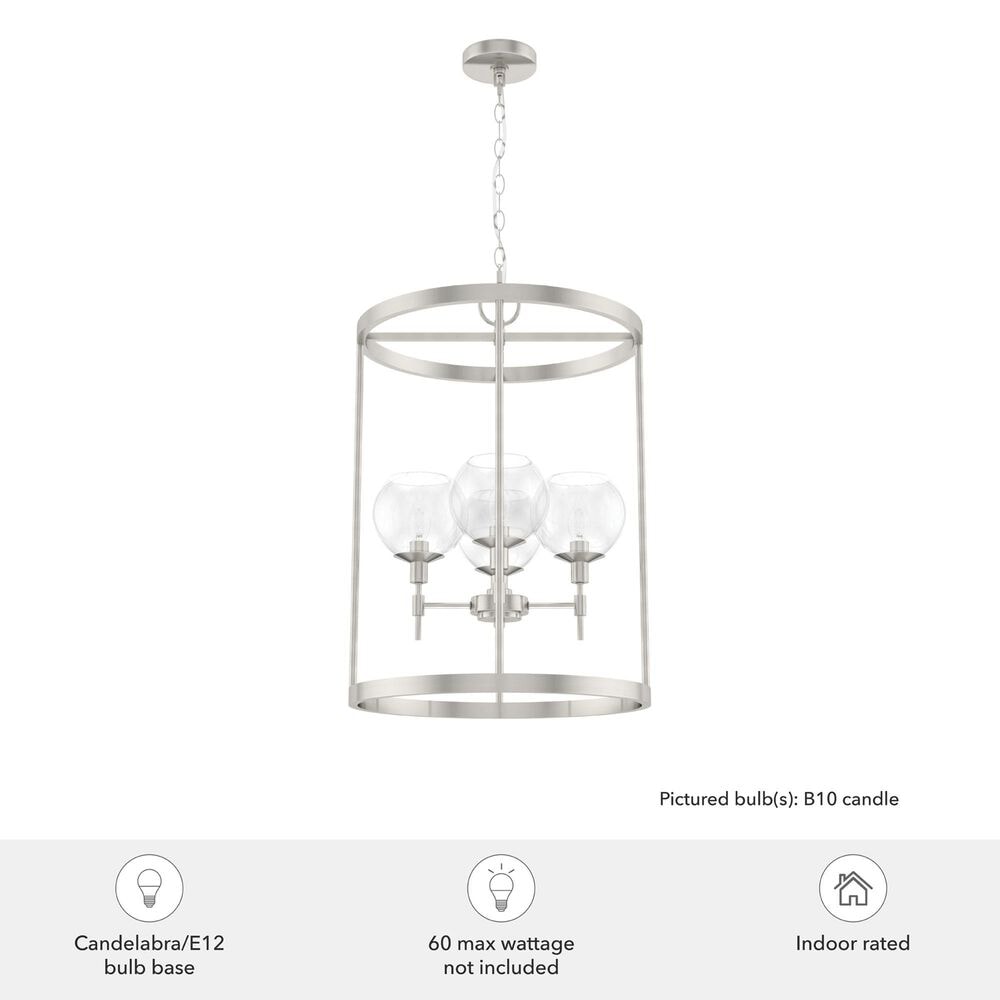 Hunter Xidane 4-Light Foyer Lantern in Brushed Nickel, , large