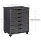 Linon Home Decor Cary 6-Drawer Wide Rolling Cart in Grey, , large