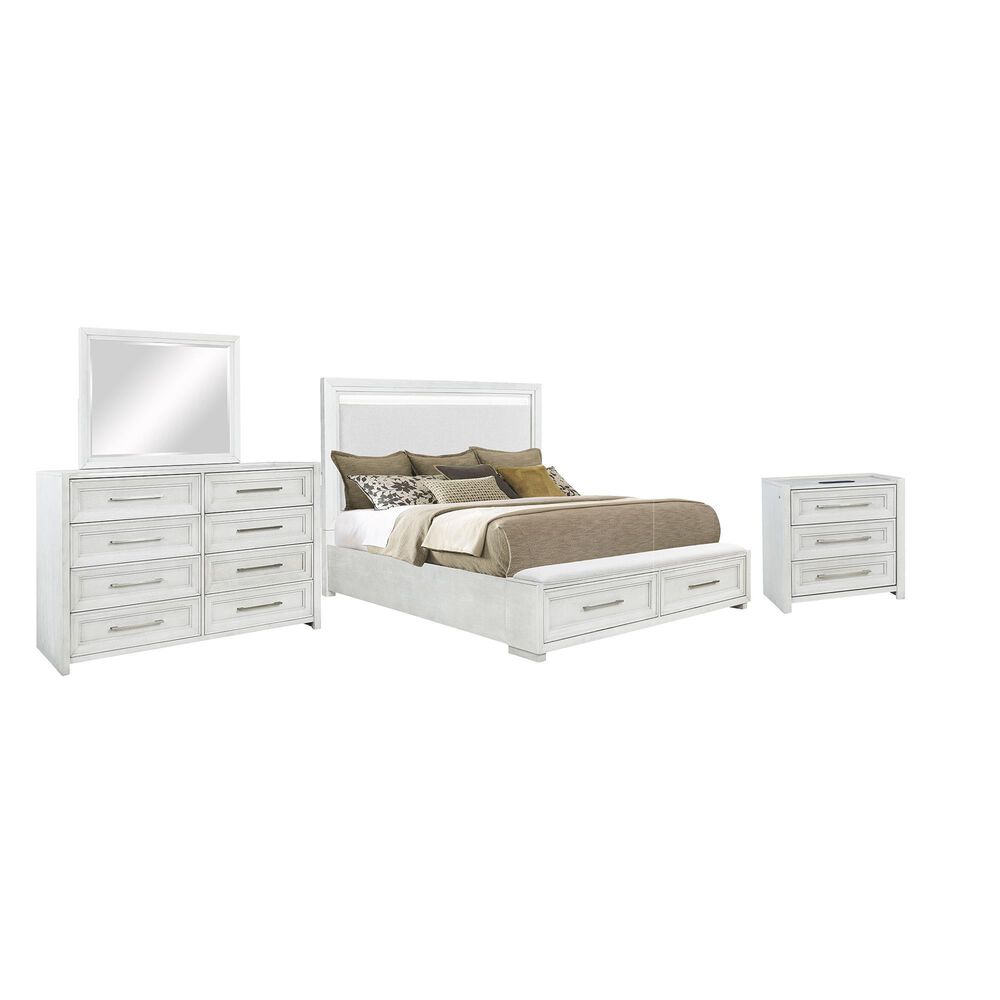 Sasha Lee 4-Piece King Storage Bedroom Set in Brushed White, , large