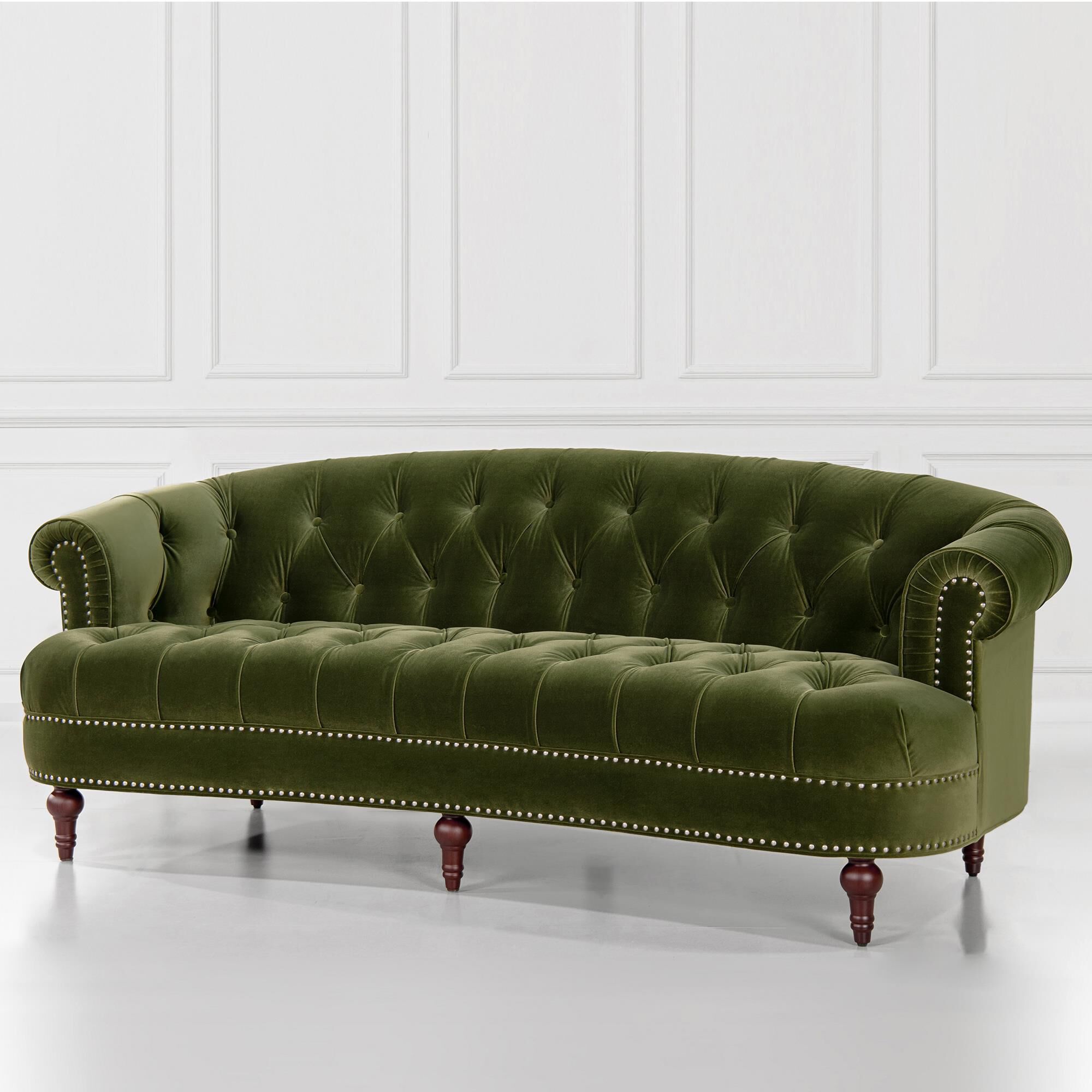 Jennifer Taylor Home La Rosa Stationary Sofa in Olive Green Velvet