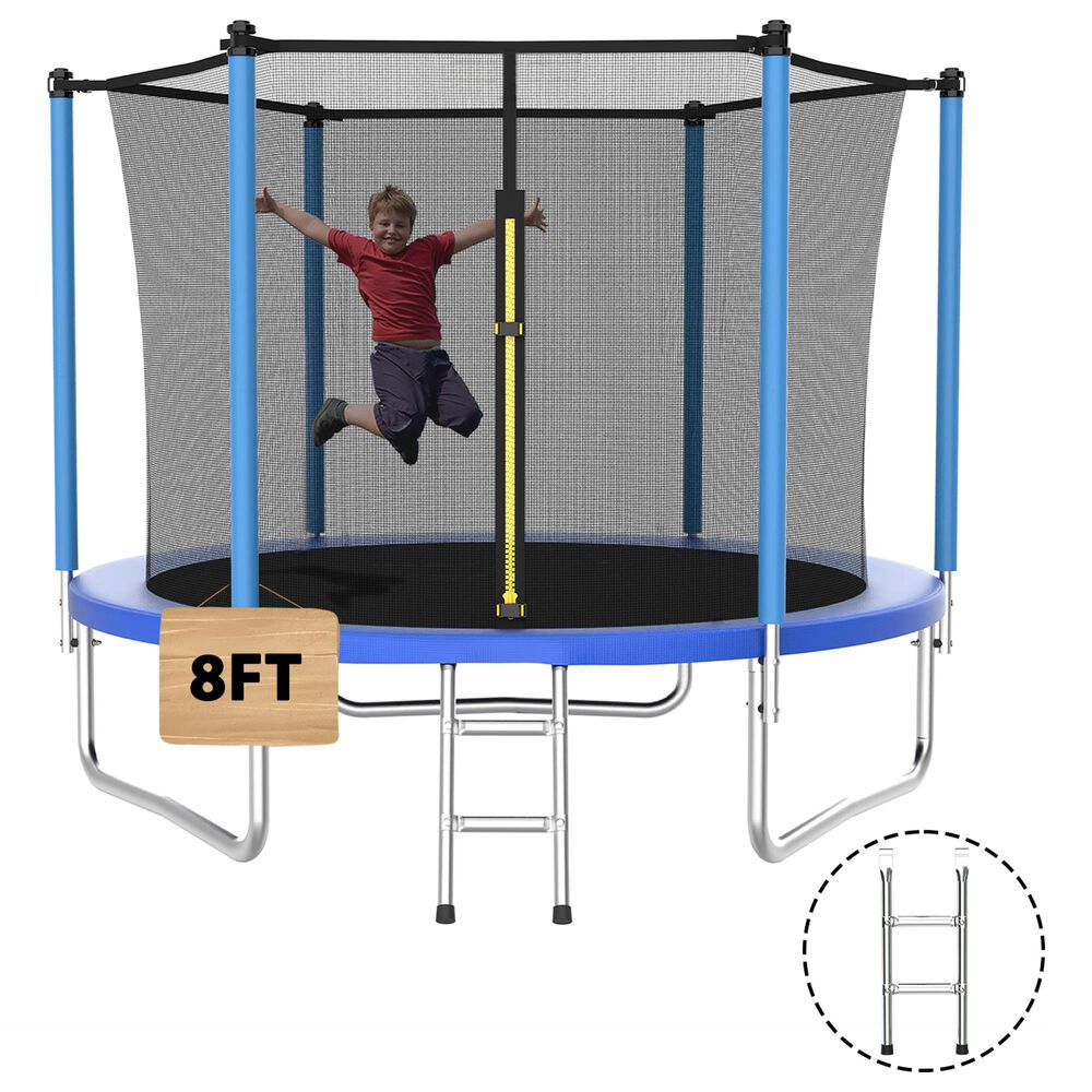 HOMLUX 8' Outdoor Trampoline Sports in Blue, , large