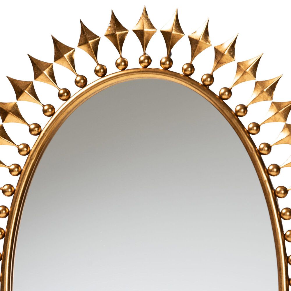 Baxton Studio Rogier Metal Accent Wall Mirror in Antique Gold Leaf, , large
