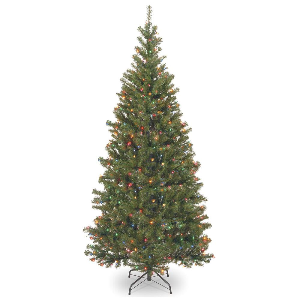 National Tree 7.5" Aspen Spruce Hinged Tree with 450 Multicolor Lights, , large