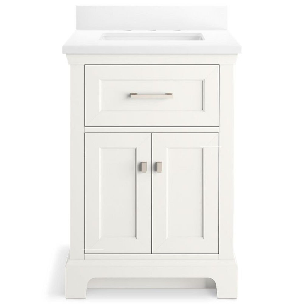Kohler Charlemont 24&quot; Single Bathroom Vanity in White with 3 cm White Quartz Top and Rectangular Sink, , large