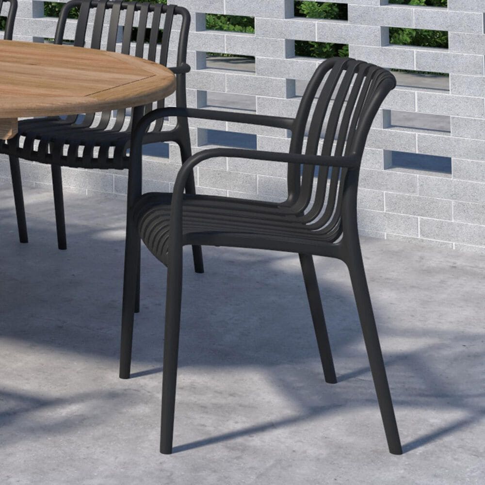 International Home Miami Curazao Outdoor Stackable Dining Chair in Black (Set of 4), , large