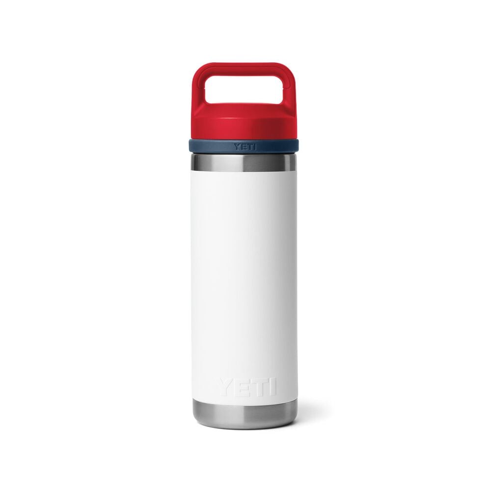 YETI Rambler 18 Oz Water Bottle with Chug Cap in Patriotic White/Navy/Rescue Red, , large