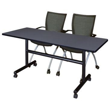 Regency Global Sourcing 3-Piece Mobile Training Table Set in Grey/Black/Silver, , large