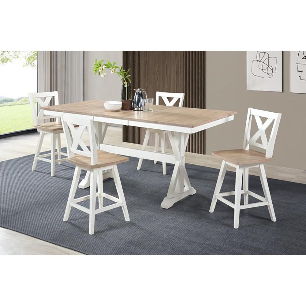 Urban Styles Highland Swivel Counter Stool in Whitewash and Natural, , large