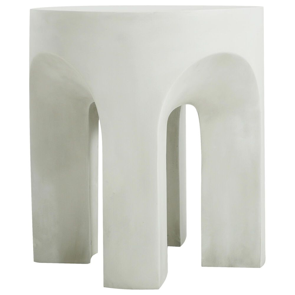 Hearth and Haven Outdoor Round Side Table with Arch Base Design in Antique White, , large