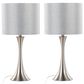 LumiSource Lenuxe 24" Metal Table Lamp with Grey Sparkly Linen Shade in Brushed Nickel (Set of 2), , large