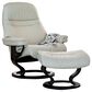 Stressless Medium Chair and Ottoman with Black Classic Base in Paloma Light Grey, , large