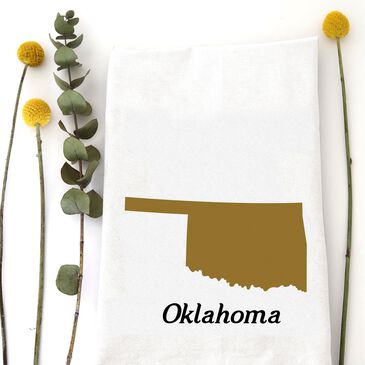 Wildwood Landing Oklahoma Silhouette Tea Towel in Bright White, , large