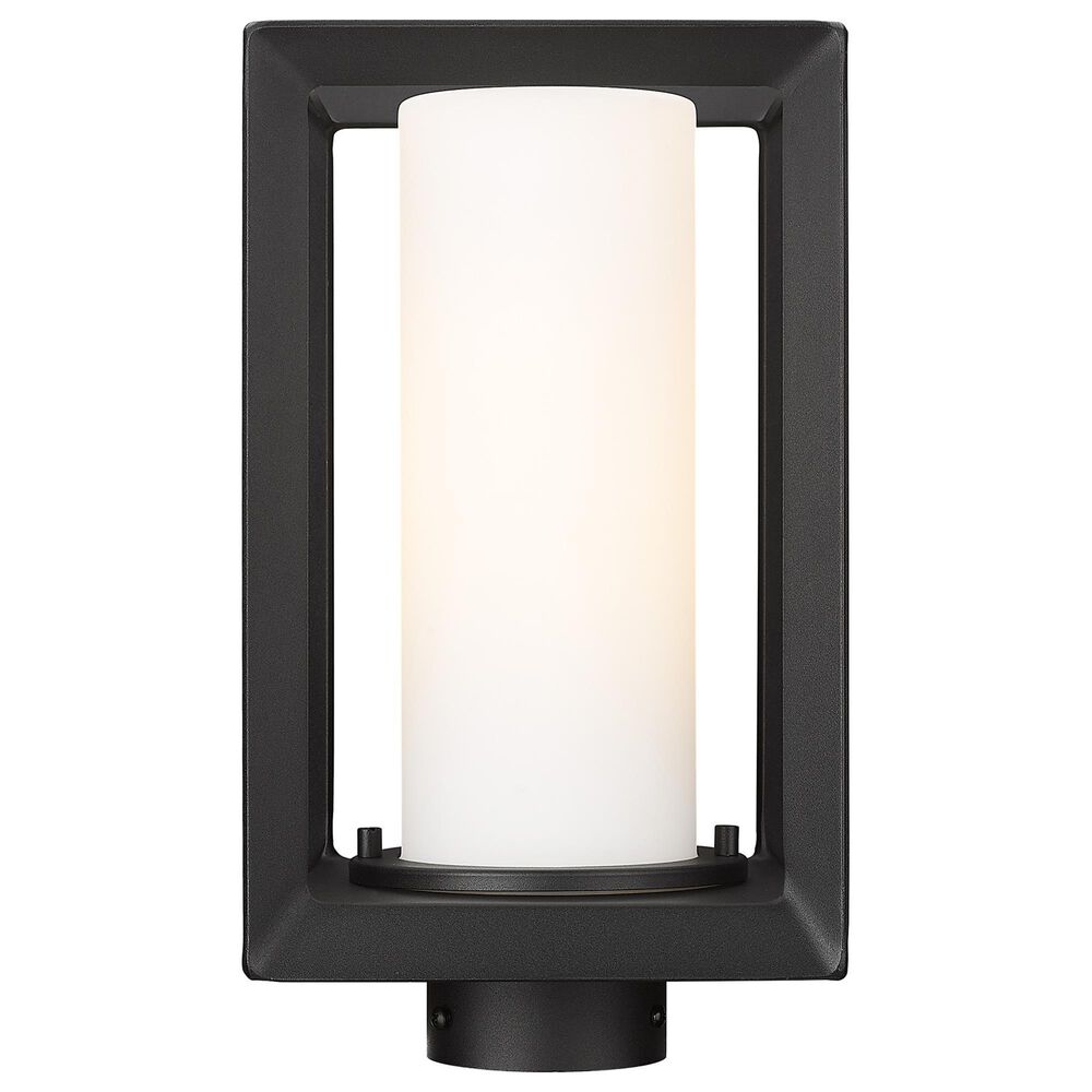 Golden Lighting Smyth 1-Light Outdoor Post Mount with Opal Glass Shade in Natural Black, , large