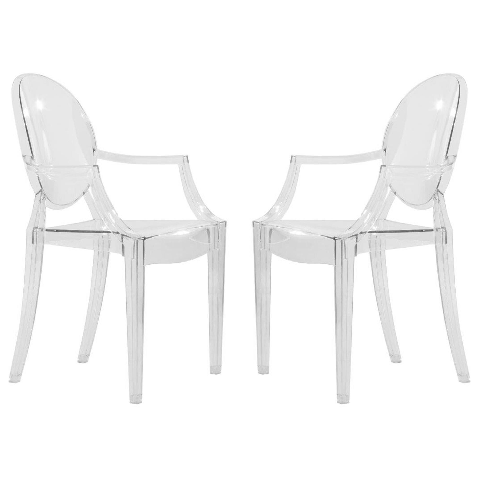 Leisuremod Carroll Acrylic Arm Chair in Clear Set of 2 NFM