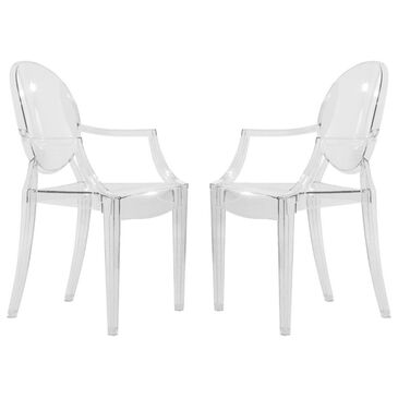 Leisuremod Carroll Acrylic Arm Chair in Clear (Set of 2), , large