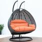 Leisuremod Patio 2-Seat Hanging Egg Swing Chair with Orange Cushion in Charcoal, , large