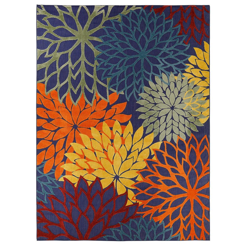 Nourison Aloha ALH05 Navy and Multicolor 7" x 10" Indoor/Outdoor Area Rug, , large