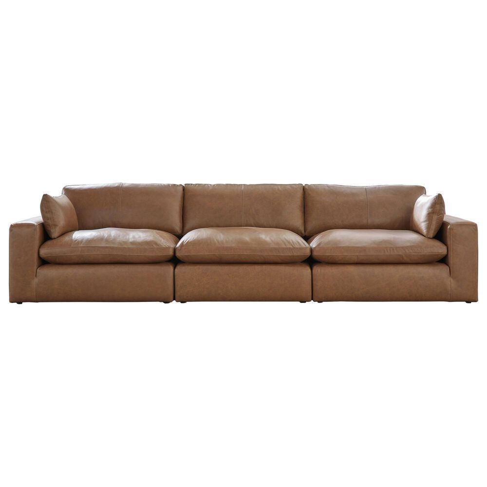 Ashley Emilia 3-Piece Stationary Symmetrical Sectional Sofa in Caramel, , large