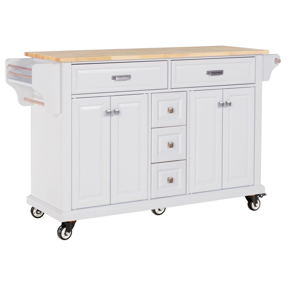 HOMLUX Kitchen Island Cart with Storage Cabinet in White, , large
