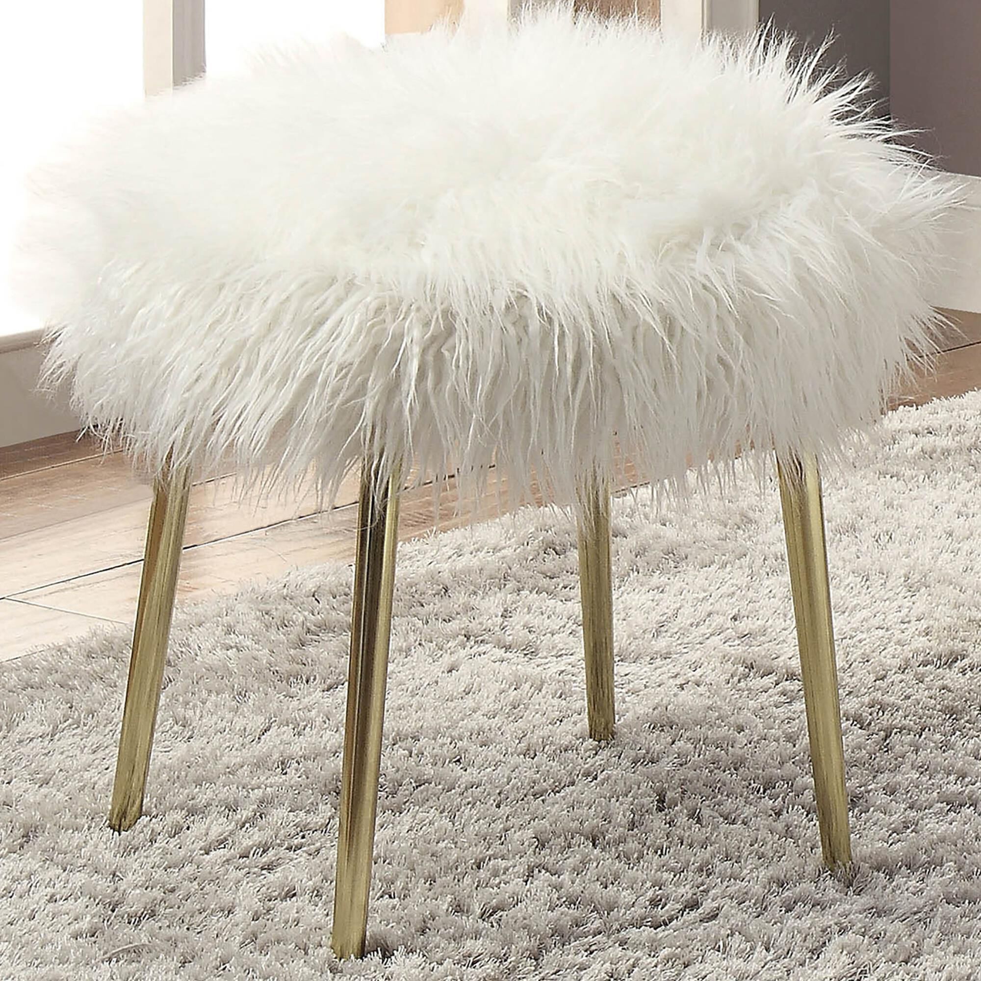 White fur ottoman sale