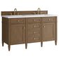 James Martin Brittany 60" Double Bathroom Vanity in Pecan with 3 cm White Zeus Silestone Top and Rectangular Sinks, , large