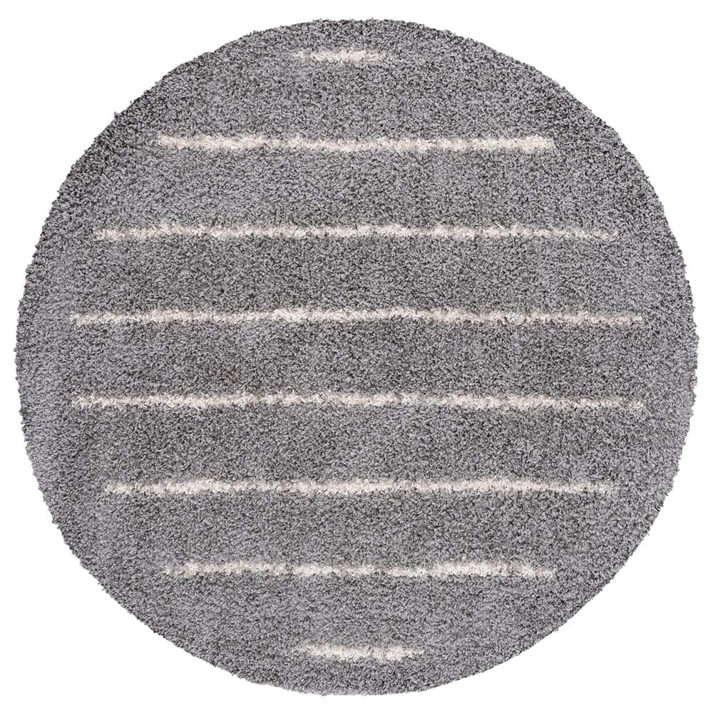 Safavieh Venus Shag VNS604J 5"3" Round Grey and Ivory Area Rug, , large