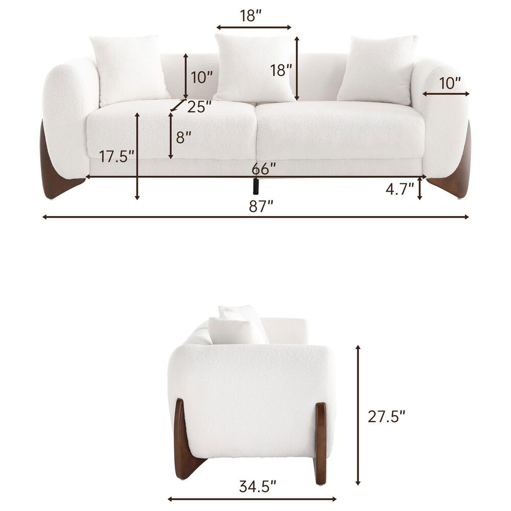 Morden Fort Cloud Boucle Stationary Sofa in White, , large