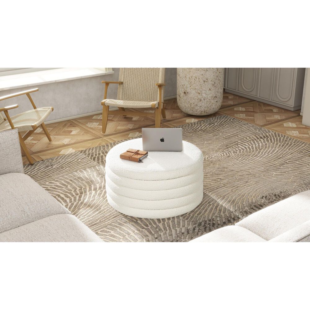 Jennifer Taylor Home Fuji Storage Ottoman in Ivory White, , large